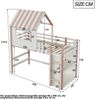 Hausbett 90x200 cm mit Dach und Sicherheitsgitter – Massivholz Kinderbett,Weiß & Rosa, Lattenrost 25 Leisten Bild 4