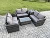 Fimous Gartenmöbel-Sets 6-Sitzer Polyrattan Möbel Sofa Sets mit Rechteckiger Couchtisch Love Sofa Beistelltisch Dunkelgrau Gemischt Bild 2