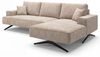 GRAINGOLD Ecksofa L-Form Leto, Wohnzimmer Ecksofa, Metallbeine, Velvet-Stoff, Beige, Rechts Bild 4