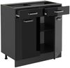 Küchenunterschrank R-Line Schwarz Hochglanz 80 cm , AP Eiche Vicco Bild 4