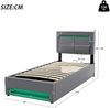Polsterbett 90×200 cm mit USB-Anschluss, LED-Beleuchtung und Stauraum, Grau Bild 4