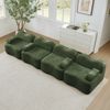 Wohnzimmersofa modular in Grün 70cm×384cm×98cm – rahmenloses 4-Sitzer Sofa mit Samtbezug und tiefer Sitzfläche Bild 2