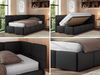 Jugendbett 90x200 ARVO Polsterbett mit Bettkasten, Stauraum & Gasdruckfeder, Modernes Design mit Kopfteil, Pocket Matratze - Schwarz Kunstleder - VIRE LUX - Rechts Seite Bild 2