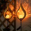 2x LED Solarleuchte, Flammen Design, silber, gelb, H 90 cm Bild 2