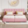Ausziehbares Polsterbett 180/2×90×200 cm mit hydraulischem Bettkasten, verstellbarem Kopfteil, Rosa, ohne Matratze Bild 3