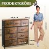WLIVE Kommode mit 9 Stoffschubladen, Schubladenkommode 100 × 30 × 102 cm (Packung, Stauraumkommode für Schlafzimmer Wohnzimmer Flur), Stahlrahmen & MDF-Holzplatte, Vintagebraun-Schwarz Bild 2