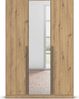 rauch Kleiderschrank Alba, Drehtürenschrank, Garderobenschrank, 3-türig, mit Spiegel, mit 2 Kleiderstangen und 2 Einlegeböden, Farbe Eiche Artisan, Holz, Griffstange Grau metallic, Schwarz, 136x197x56cm Bild 2