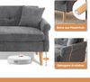 Sofa aus Chenille 2-Sitzer mit Massivholzfüßen, ergonomischem Design & 15 cm dickem Sitzkissen,Grau Bild 4