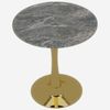 27,6-Zoll-Gold-Couchtisch, Esstisch im Mid-Century-Modern-Stil, geeignet für 2-4 Personen, mit runder Marmorplatte in tiefgrauer Maserung, perfekt für verschiedene Umgebungen Bild 2