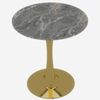 27,6-Zoll-Gold-Couchtisch, Esstisch im Mid-Century-Modern-Stil, geeignet für 2-4 Personen, mit runder Marmorplatte in tiefgrauer Maserung, perfekt für verschiedene Umgebungen Bild 3