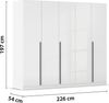 rauch Kleiderschrank Alba, Drehtürenschrank, Garderobenschrank, 5-türig, mit 3 Kleiderstangen und 3 Einlegeböden, Farbe Hochglanz Weiß/Weiß, Griffstange Grau metallic, Schwarz, 226x197x54cm Bild 4