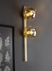 Außergewöhnliche LED Wandlampe Messing 2 flammig Glaskugel Amber, Höhe 60cm Bild 5