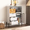 Elegantes Sideboard aus Spanplatten mit 3 Schubladen und 1 Glastür in Weiß,85 x 40 x 120 cm Bild 2