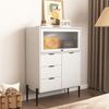 Elegantes Sideboard aus Spanplatten mit 3 Schubladen und 1 Glastür in Weiß,85 x 40 x 120 cm Bild 3
