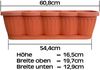 6er Set 60cm Blumenkasten Balkonkasten Pflanzkasten Terracotta im Wellendesign inkl. passenden Bewässerungsuntersetzer Bild 5