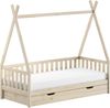 TIPI Bett 90x200 cm mit seitlicher Umrandung und Bettschublade, Kiefer teilmassiv natur Bild 3