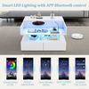 Merax Couchtisch Höhenverstellbarer Kaffeetisch mit Verstecktem Stauraum und 2 Schubladen, Sofatisch mit LED-Leuchten, Hochglanz-Wohnzimmer-Beistelltisch, Weiß Bild 5