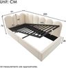 Merax Daybett Polsterbett 90x190 cm,Tagesbett Schlafsofa mit hydraulischem Stauraum, Kinderbett mit Metall-Lattenrost, Samt, Beige, ohne Matratze Bild 4