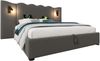 Polsterbett 180×200 cm aus Leinen-Stoff mit Leselampe und USB-C-Ladefunktion, grau Bild 5