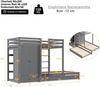3in1 Etagenbett Grau Mit Ausziehbett Kleiderschrank Schubladen Massivkiefer 120kg Tragkraft Platzsparend Kinderzimmer Gästezimmer Stauraum, 90x200cm Bild 3