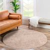 carpet city Shaggy Hochflor Teppich - Rund 160 cm - Sand-Beige - Langflor Wohnzimmerteppich - Einfarbig Uni Modern - Flauschig-Weiche Teppiche Schlafzimmer Deko Bild 5