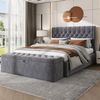 Polsterbett 140x200 cm aus Samt mit Stauraum und Polsterbank – eleganter Minimalstil Bild 2