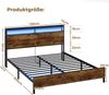 MSMASK Bett mit LED Beleuchtung, Steckdose & USB-Ladefunktion sowie Stauraum (Ohne Matratze), 160x200 cm Doppelbett in Braun mit Holzkopfteil Bild 2