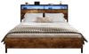 MSMASK Bett mit LED Beleuchtung, Steckdose & USB-Ladefunktion sowie Stauraum (Ohne Matratze), 160x200 cm Doppelbett in Braun mit Holzkopfteil Bild 3