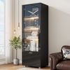 LED Vitrine 40x50x160 cm Schwarz Hochglanz mit Acryl-Glastüren und Glasböden, Aufbewahrungsschrank mit LED-Beleuchtung 20 Farben Bild 5