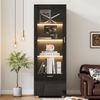 LED Vitrine 40x50x160 cm Schwarz Hochglanz mit Acryl-Glastüren und Glasböden, Aufbewahrungsschrank mit LED-Beleuchtung 20 Farben Bild 4