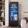LED Vitrine 40x50x160 cm Schwarz Hochglanz mit Acryl-Glastüren und Glasböden, Aufbewahrungsschrank mit LED-Beleuchtung 20 Farben Bild 2