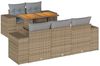 vidaXL 6-tlg. Garten-Sofagarnitur mit Kissen Beige Poly Rattan 3327328 Bild 2