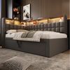 STILVORA Polsterbett 90/180x200 Schlafsofa mit Matratze Tagesbett ausziehbar L-Kopfteil (Funktionsbett, 1-tlg, L-Kopfteil mit Stauraumregal, Schlafsofa/Gästebett), mit LED-Beleuchtung & USB/Type-C Ladestation Bild 2