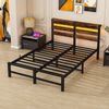 Metallbett 120×200 cm mit LED und USB, Stauraum unter dem Bett, Schwarzbraun, ohne Matratze Bild 4