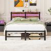 Metallbett 120×200 cm mit LED und USB, Stauraum unter dem Bett, Schwarzbraun, ohne Matratze Bild 2