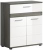 furnling Midischrank Blaine, Badezimmerschrank mit 2 Türen und 1 Schublade, großzügiger Stauraum, Rauchsilber/weiß Bild 2