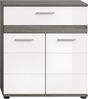 furnling Midischrank Blaine, Badezimmerschrank mit 2 Türen und 1 Schublade, großzügiger Stauraum, Rauchsilber/weiß Bild 5