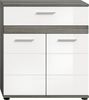 furnling Midischrank Blaine, Badezimmerschrank mit 2 Türen und 1 Schublade, großzügiger Stauraum, Rauchsilber/weiß Bild 4