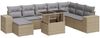 vidaXL 9-tlg. Garten-Sofagarnitur mit Kissen Beige Poly Rattan 3326850 Bild 2