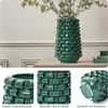 Hometopia Nette Vase aus Keramik in Flechtoptik, Dunkelgrün, Dekovase Höhe 31 cm Bild 3
