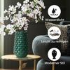 Hometopia Nette Vase aus Keramik in Flechtoptik, Dunkelgrün, Dekovase Höhe 31 cm Bild 2