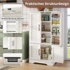 Küchenschrank mit LED-Sensorlicht,großer 4-türiger Aufbewahrungsschrank mit verstellbaren Regalböden & Türablagen geeignet für Küche Esszimmer oder Wohnzimmer,weiß,120 x 60 x 40 cm Bild 5