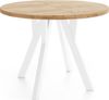 WFL GROUP Esstisch Avero White ausziehbar rund modern mit Holzbeinen (MADE IN EU, vier Größen – 80/90/100/100 cm, ausziehbar auf 160/190/140/200 cm), platzsparender Tisch für kleine Küche, Esszimmer oder Wohnzimmer Bild 2