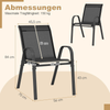 4er Set Gartenstühle stapelbar Stapelstühle aus Textilene und Metallgestell 56 x 70 x 84 cm Schwarz Bild 3