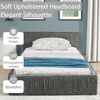 Einzelbett 90x200 cm Chenille Dunkelgrau, Eukalyptus-Holz & Eisenrahmen, elegantes Falten-Design Bild 2