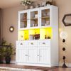 Sideboard 140 x 40 x 175 cm in Weiß aus MDF mit Acryltüren, LED-Steuerung per App und verstellbaren Einlegeböden Bild 2