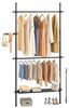 SONGMICS Teleskopstange Kleiderständer, 3-stufige Garderobe, höhen- und breitenverstellbar, offener Kleiderschrank mit 2 Kleiderstangen und abnehmbarer Ablage, Greifarm, mattschwarz Bild 2