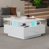 Kubus-Couchtisch mit LED, 4 Schubladen & Stauraum, weiß, 70x70x40 cm Bild 3