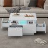 Kubus-Couchtisch mit LED, 4 Schubladen & Stauraum, weiß, 70x70x40 cm Bild 2