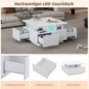 Kubus-Couchtisch mit LED, 4 Schubladen & Stauraum, weiß, 70x70x40 cm Bild 5
